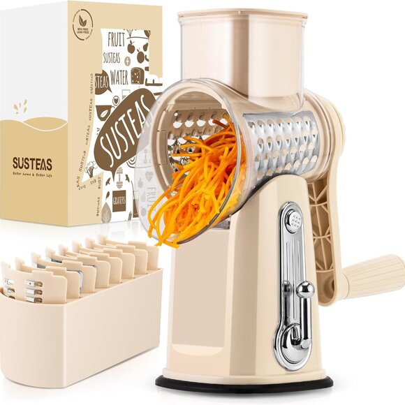 Other - Rotary Cheese Grater w/Handle &5 Blades, Round Slicer & Vegetable Grater